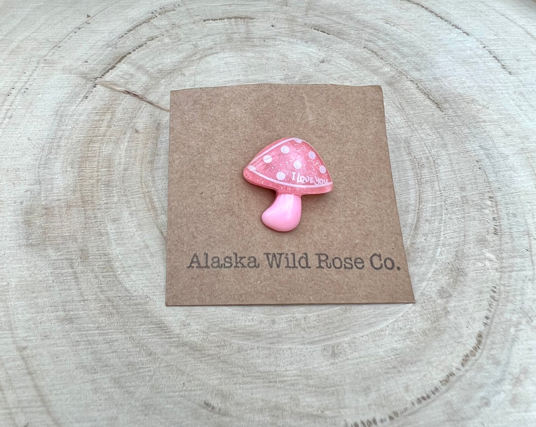 Hot Pink Sweetheart Mushroom Pin