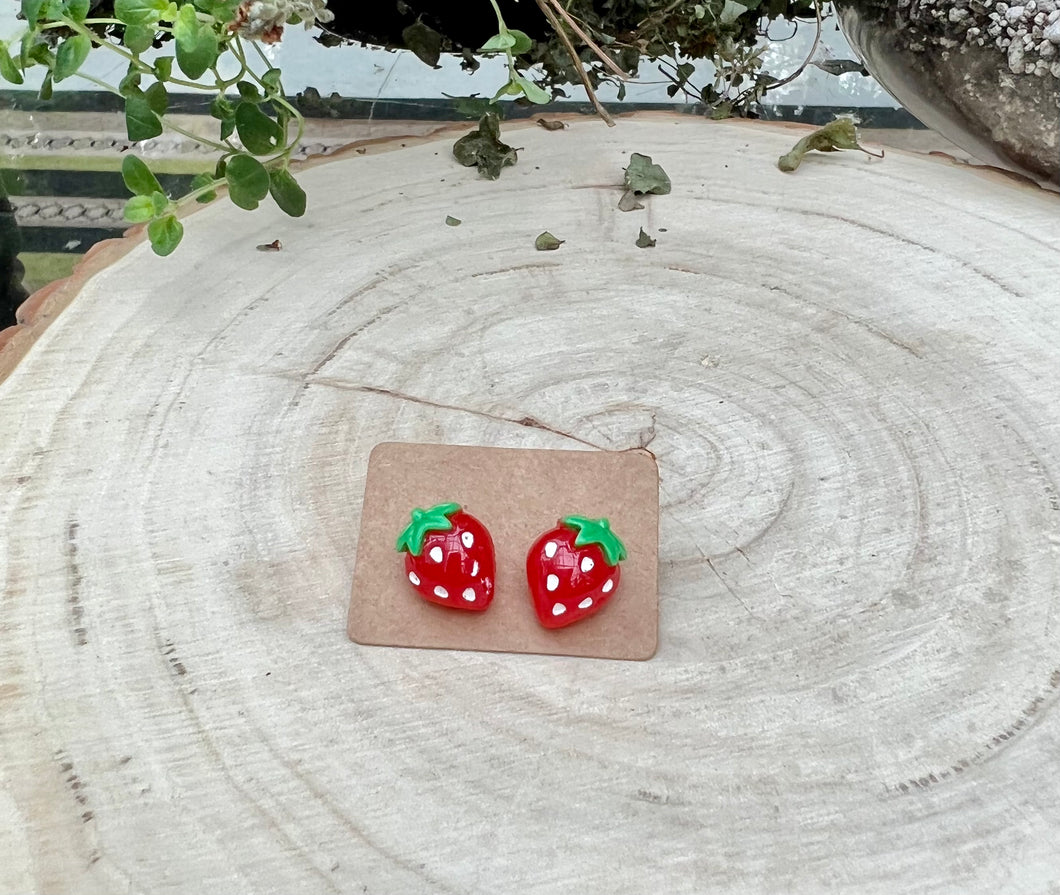 Red Strawberry Stud Earrings