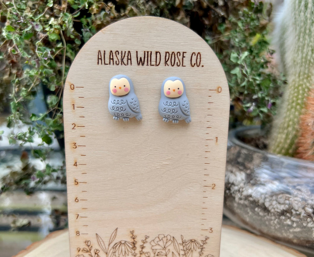 Blue Owl Stud Earrings