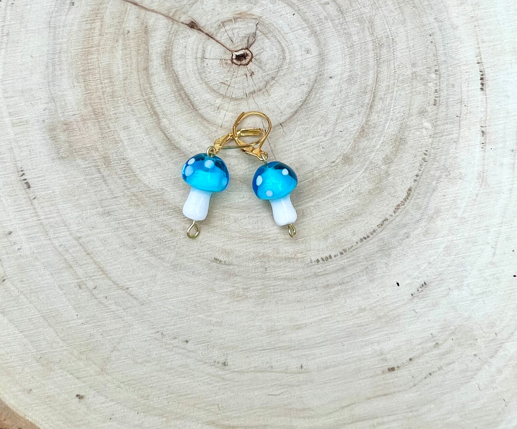 Light Blue Gold Lever-Back Earrings