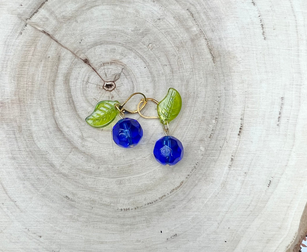 Blueberry Gold Lever-Back Earrings