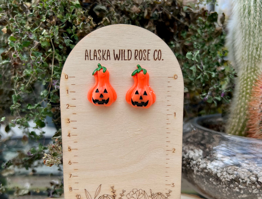 Long Pumpkin Stud Earrings